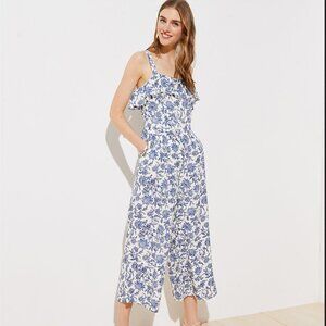 LOFT PLUS Jumpsuit "TRELLIS GARDEN RUFFLE" White/Blue 18 w./tags